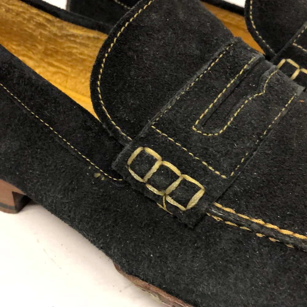 Donald J. Pliner NAWA Mens charcoal/yellow Suede Leather Loafers Size‎ 9